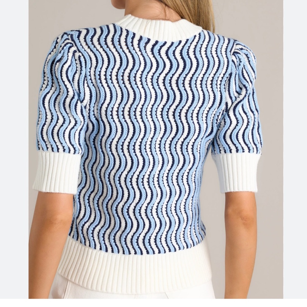THML IN TOO DEEP BLUE WAVY STRIPE SWEATER TOP large - Picture 9 of 16